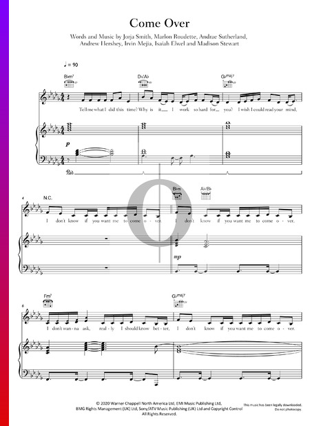 Come Over Sheet Music