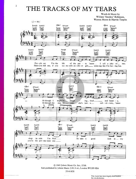 Tracks Of My Tears Sheet Music