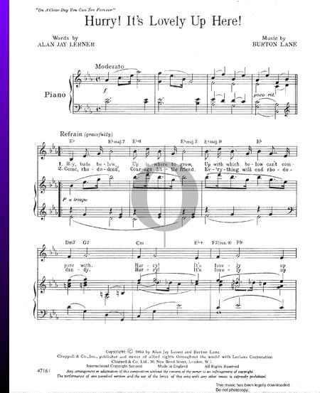 Hurry! It's Lovely Up Here Sheet Music