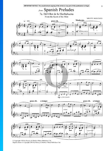 Spanish Preludes: 7a. Del Olor de la Hierbabuena (From the Scent of the Mint) Sheet Music