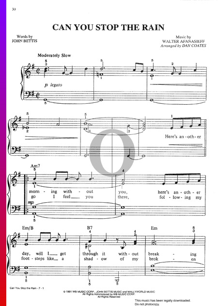 Can You Stop The Rain Musik-Noten