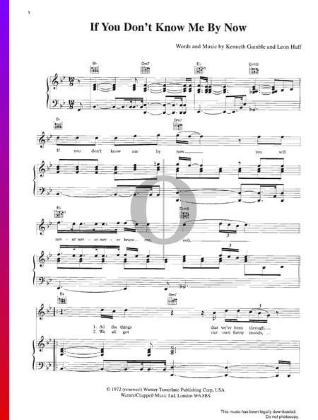 If You Don't Know Me By Now Sheet Music