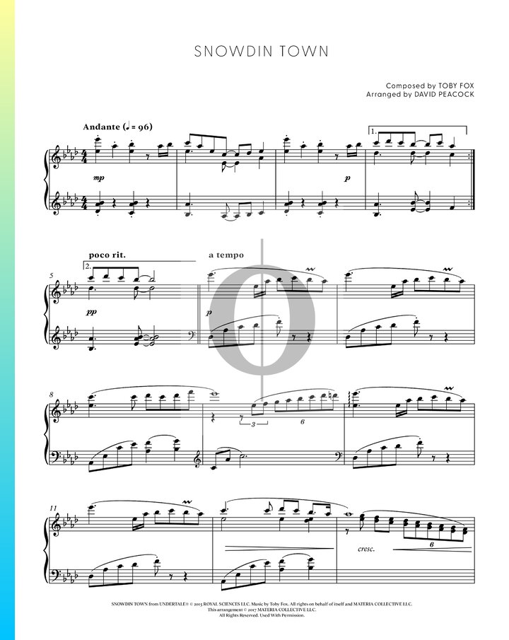 Snowdin Town (Toby Fox) Piano Sheet Music - OKTAV