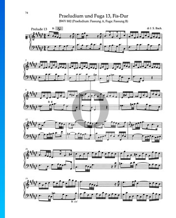 Preludio en fa sostenido mayor, BWV 882 Partitura