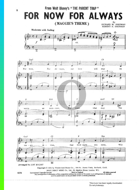 For Now For Always (Maggie's Theme) Partition