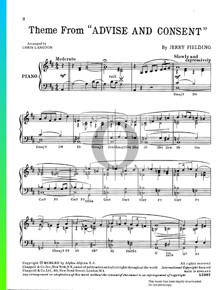 Advise And Consent Sheet Music