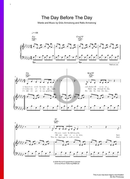 The Day Before The Day Sheet Music