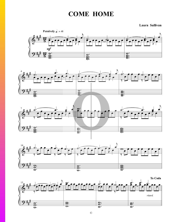 Come Home (Laura Sullivan) Piano Sheet Music OKTAV