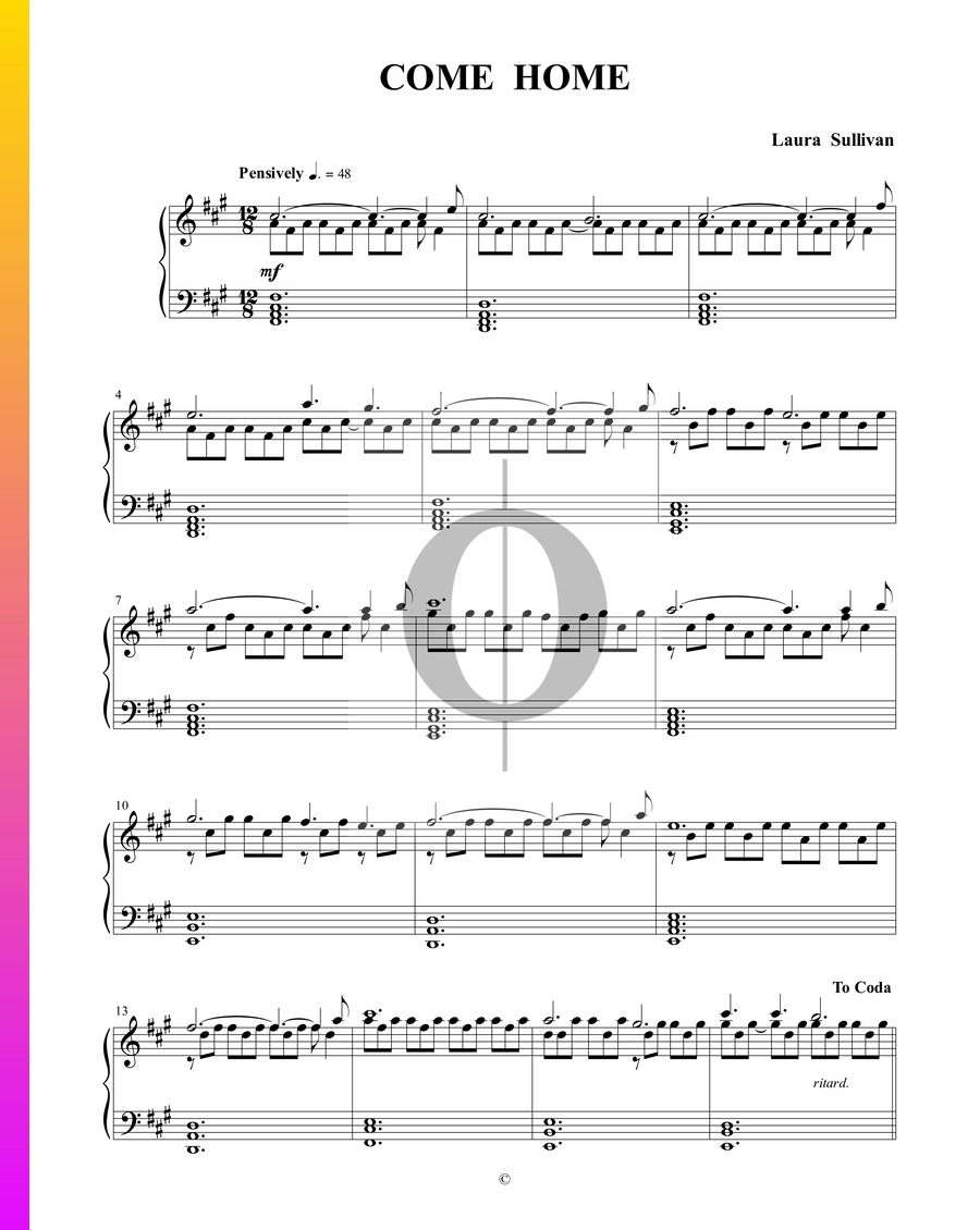 Come Home (Laura Sullivan) Piano Sheet Music - OKTAV