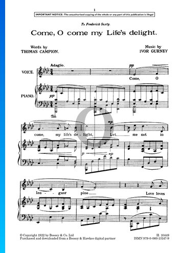 Come, O Come My Life's Delight Sheet Music