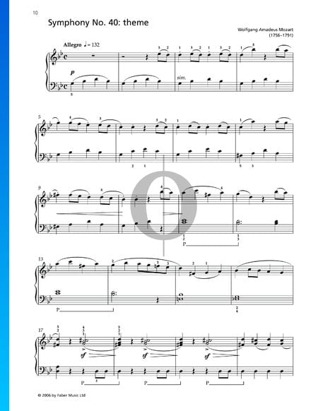 Symphonie No. 40 - Thème Partition