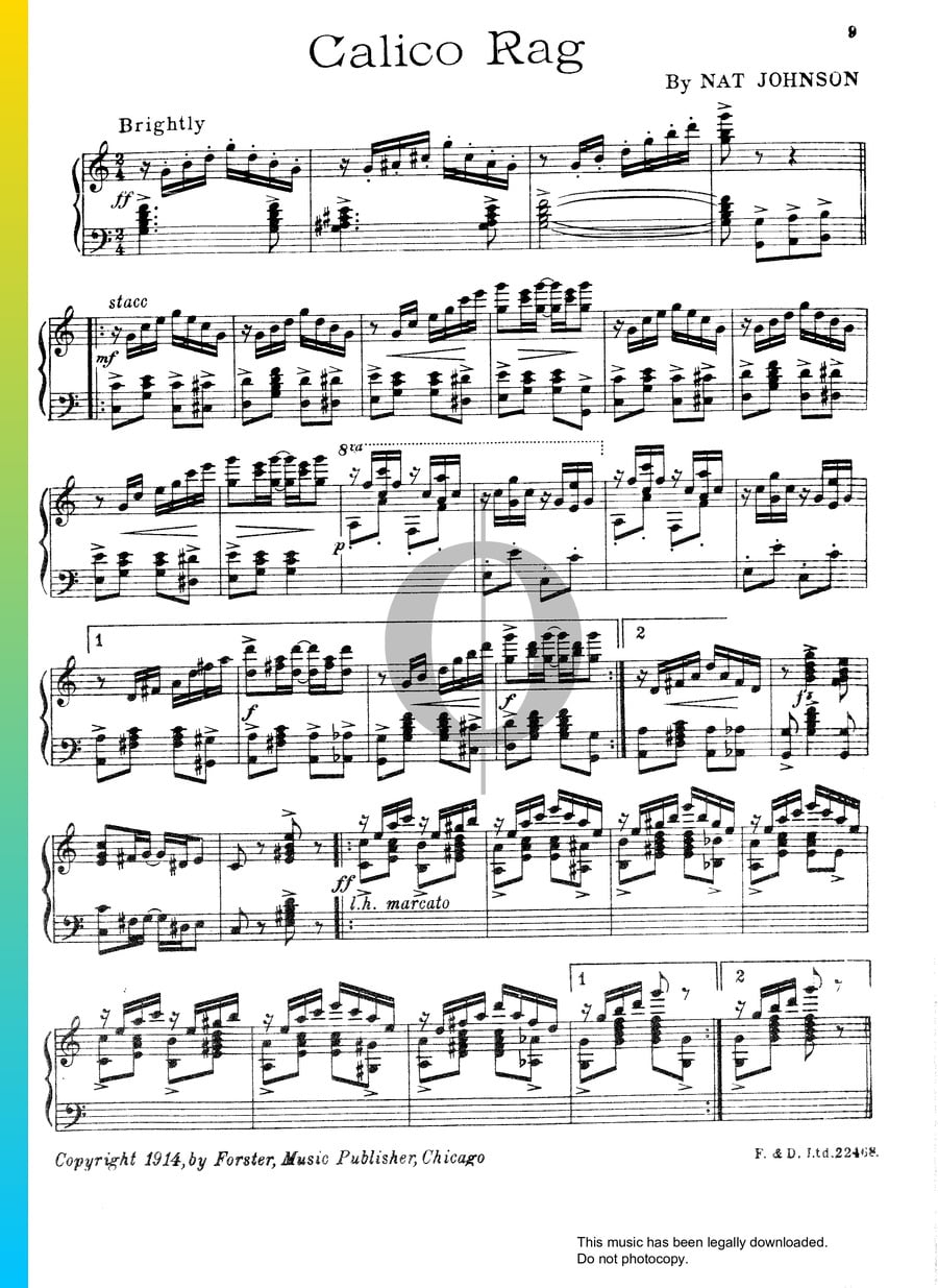 Calico Rag (Nat Johnson) Piano Sheet Music OKTAV
