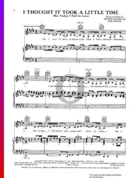 I Thought It Took A Little Time (But Today I Fell In Love) Sheet Music