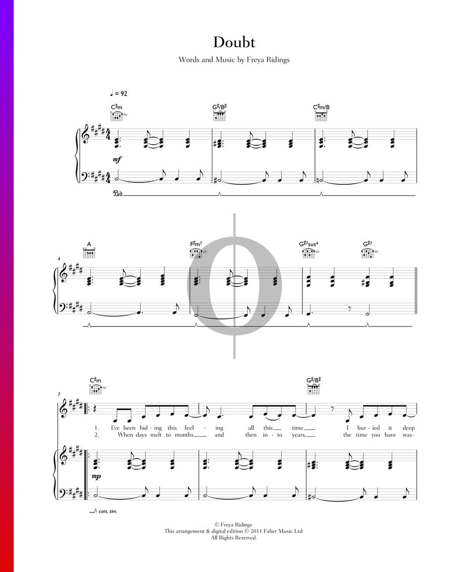 Doubt (Freya Ridings) Piano Sheet Music OKTAV