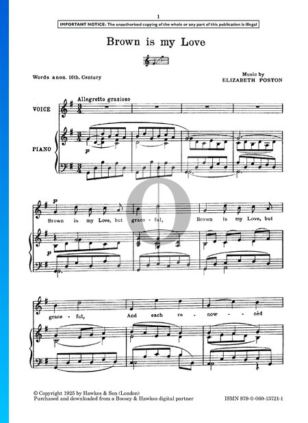 Brown Is My Love Sheet Music