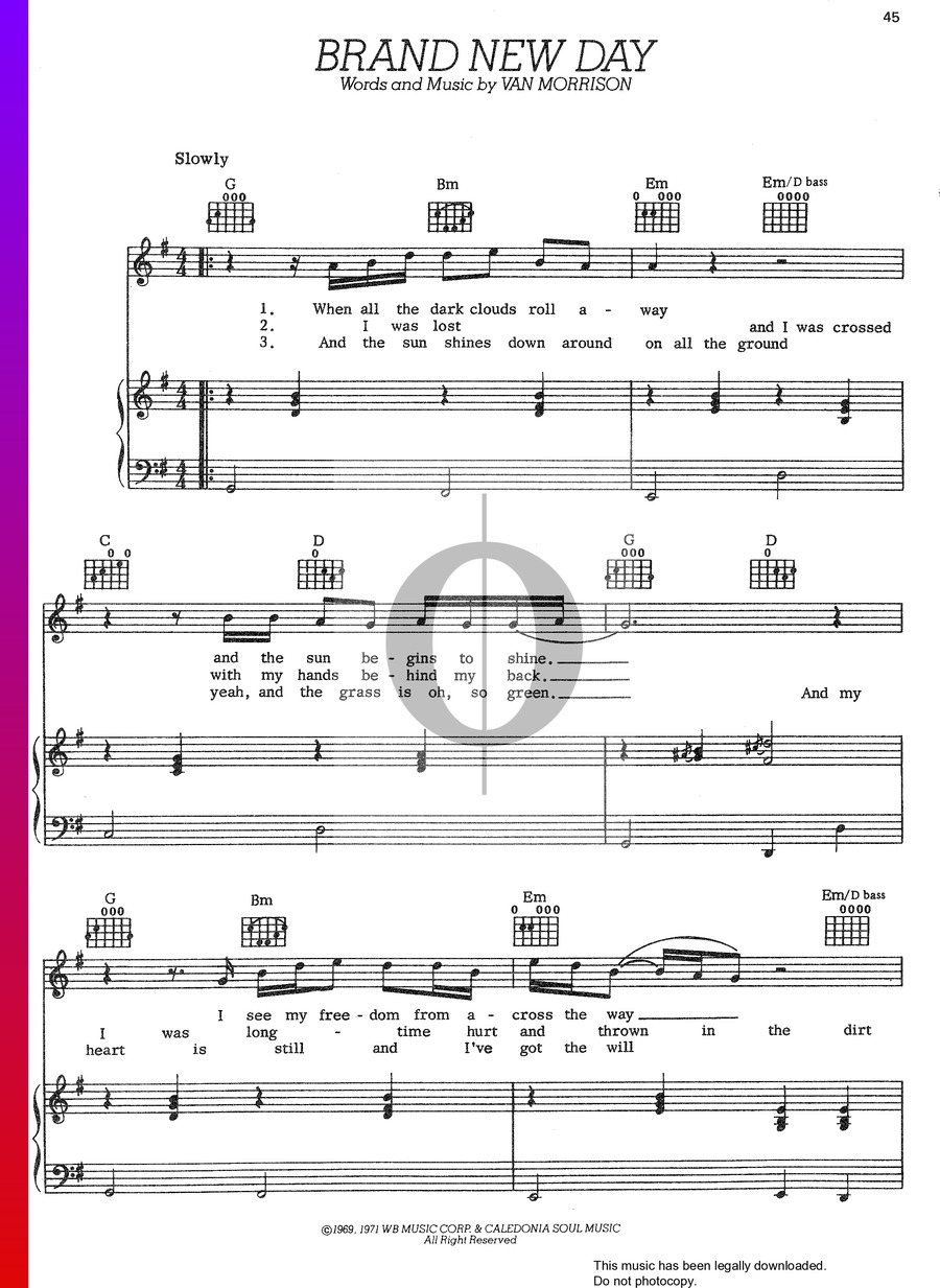 Brand New Day (Van Morrison) Piano Sheet Music OKTAV