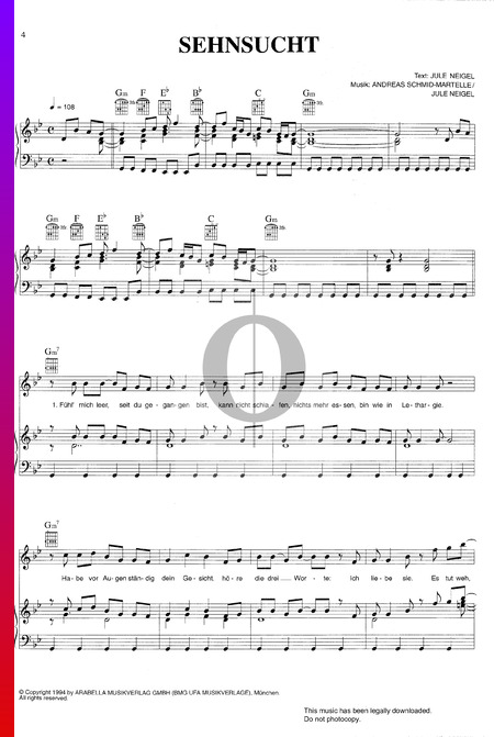 Sehnsucht Sheet Music