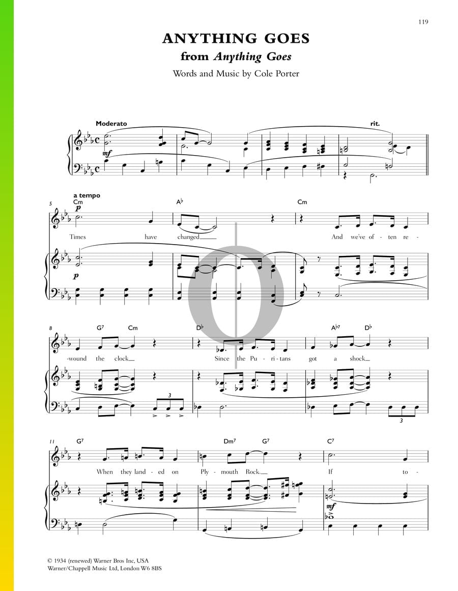 Anything Goes (Cole Porter) Piano Sheet Music - OKTAV