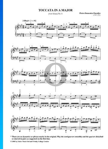 Sonata en la mayor, n.º 6: 2. Allegro (Tocata) Partitura