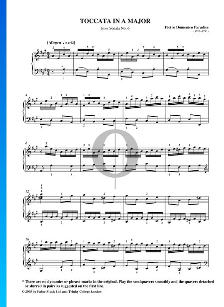 Sonate in A-Dur, Nr. 6: 2. Allegro (Toccata) Musik-Noten