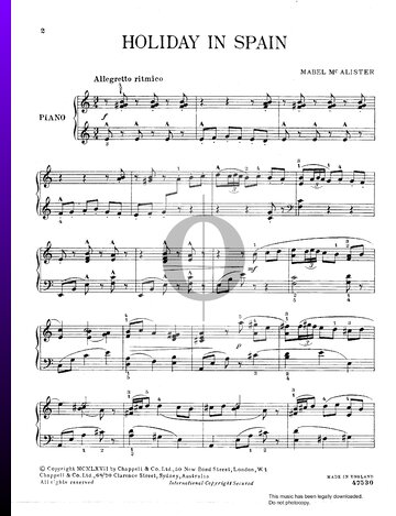 Holiday In Spain Sheet Music