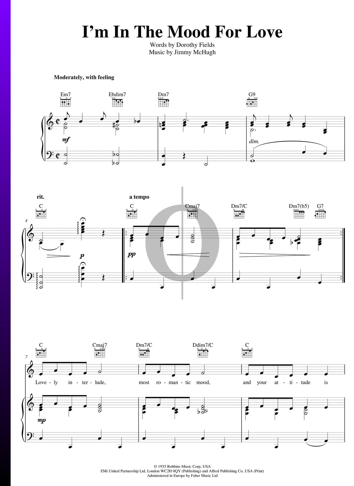 I M In The Mood For Love Sheet Music Piano Voice Guitar Pdf Download Streaming Oktav