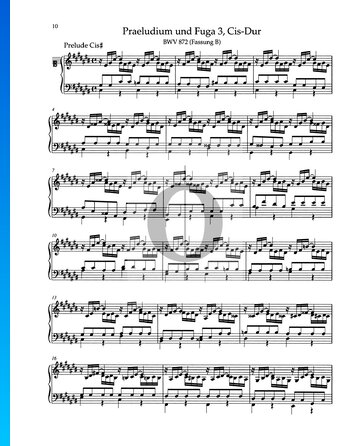 Partition Prélude en Do dièse Majeur, BWV 872