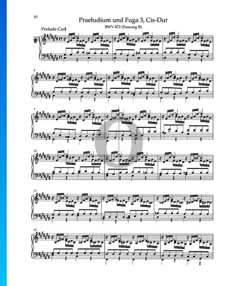 Praeludium Cis-Dur, BWV 872 Musik-Noten