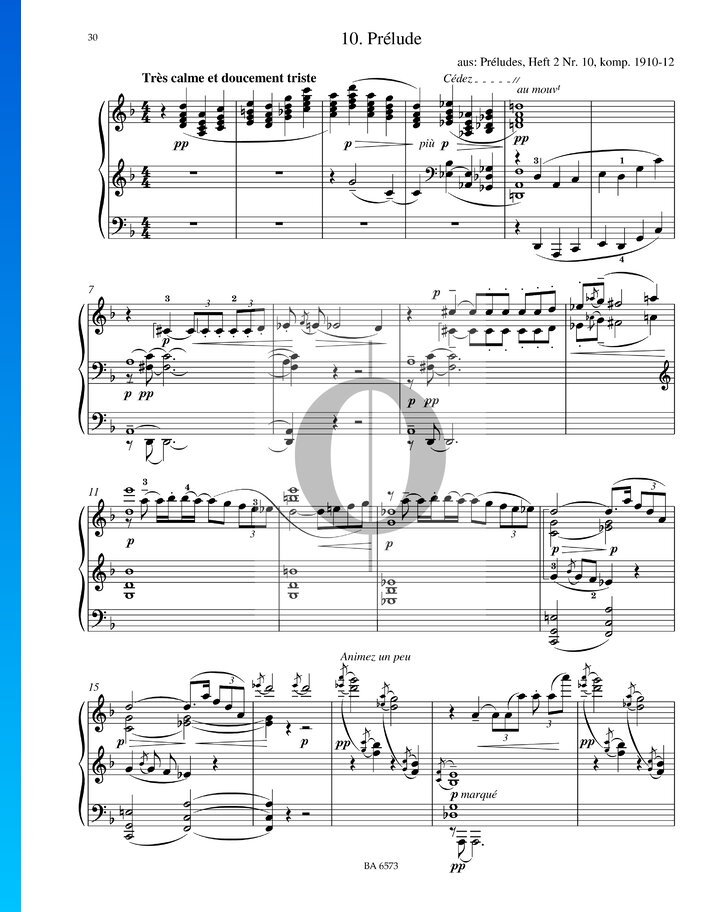 Prélude Book 2 No 10 Claude Debussy Piano Sheet Music Oktav