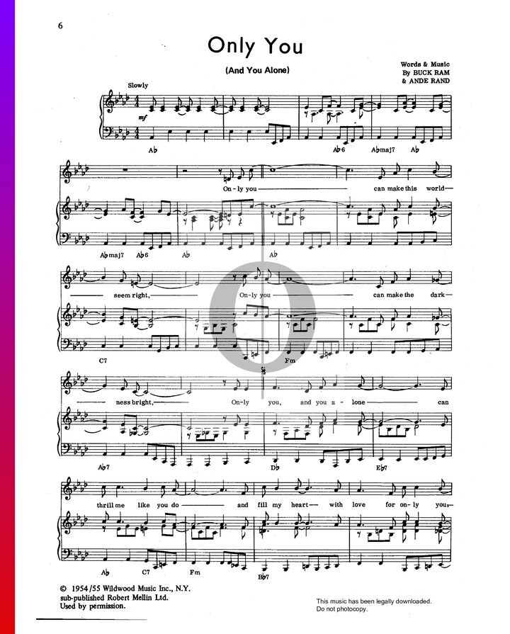 Only You (And You Alone) (The Platters) Piano Sheet Music OKTAV