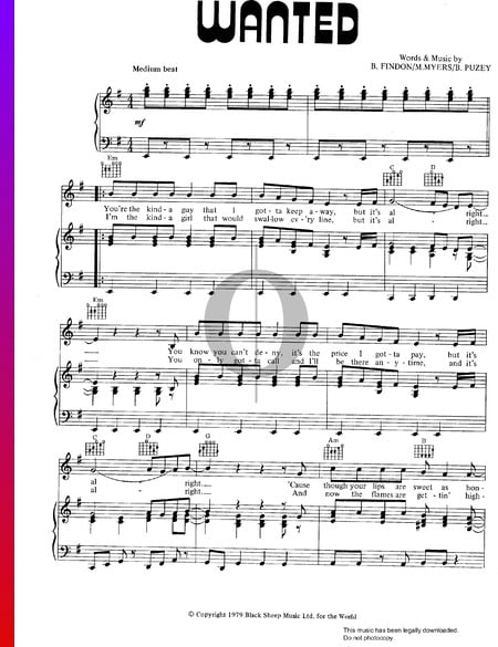 Wanted Musik-Noten
