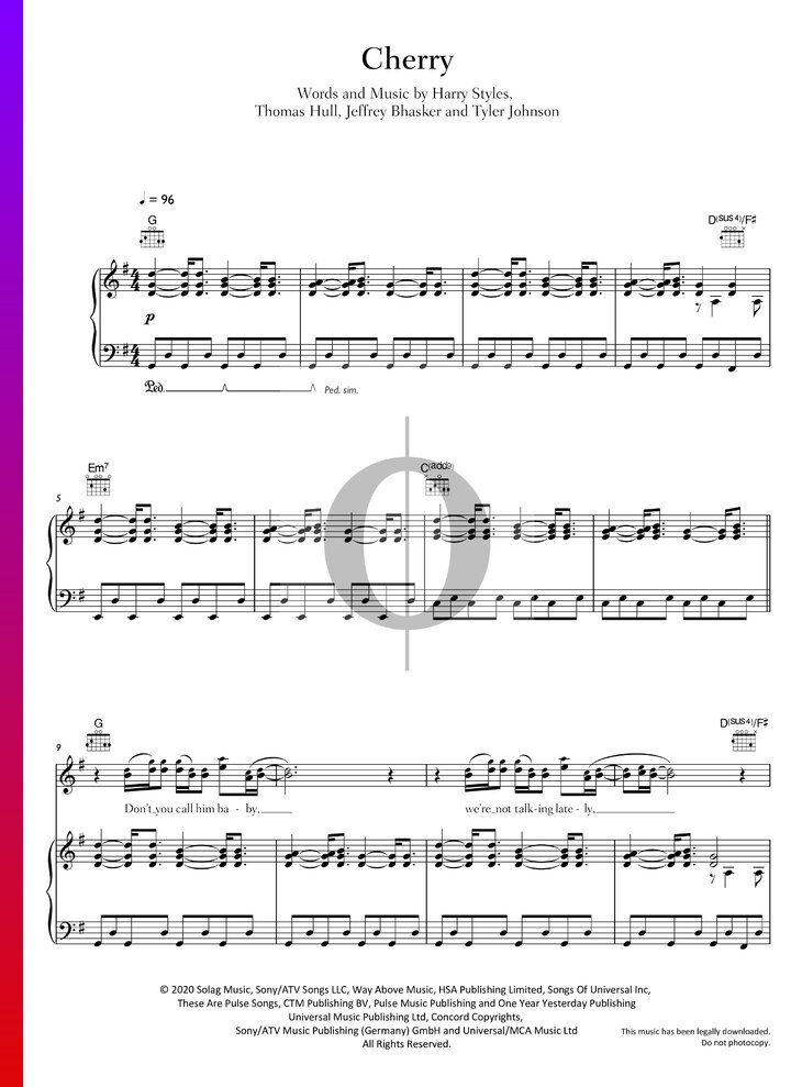 Cherry (Harry Styles) Piano Sheet Music - OKTAV