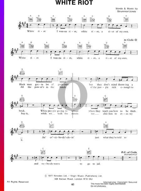White Riot Musik-Noten
