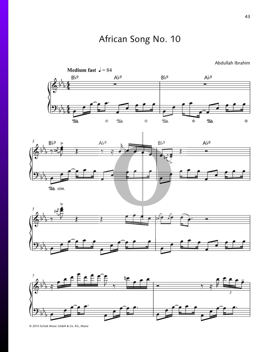 African Song No. 10 (Abdullah Ibrahim) Piano Sheet Music OKTAV