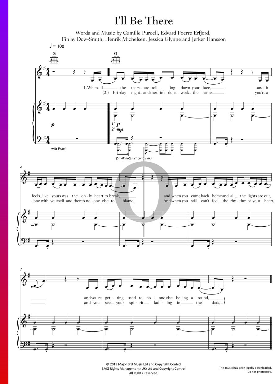 I'll Be There (Jess Glynne) Piano Sheet Music - OKTAV