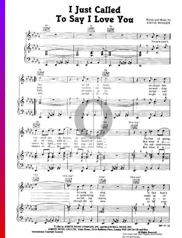 I Just Called To Say I Love You Sheet Music