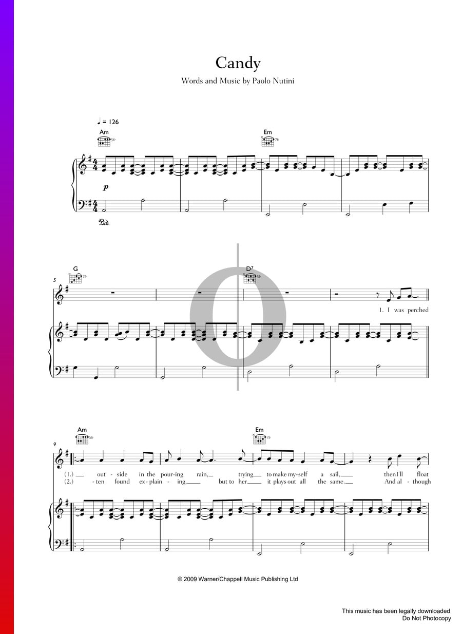 Candy (Paolo Nutini) Piano Sheet Music OKTAV
