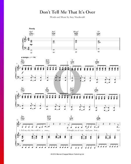 Don't Tell Me That It's Over Musik-Noten