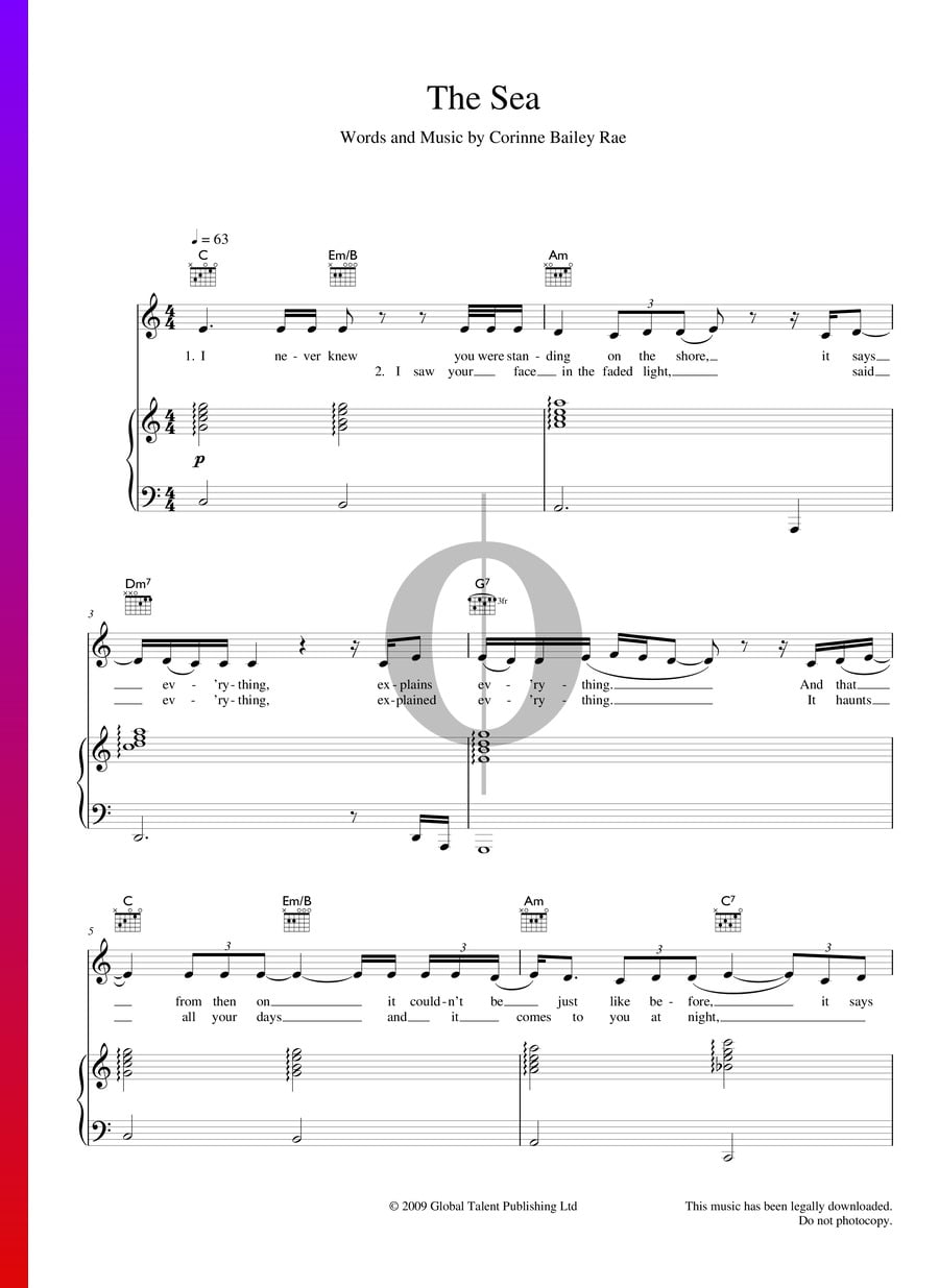 The Sea (Corinne Bailey Rae) Piano Sheet Music - OKTAV