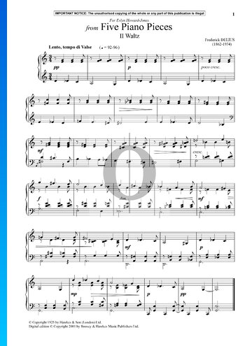 Five Piano Pieces: 2. Waltz Sheet Music