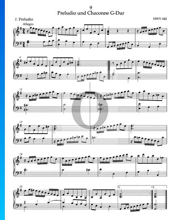 Prelude and Chaconne G Major, HWV 442: 1. Prelude Sheet Music