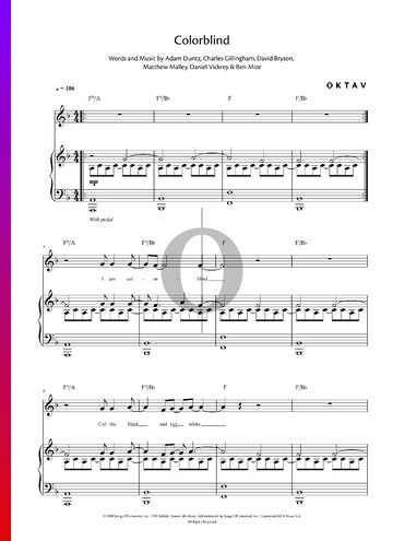 Colorblind Sheet Music