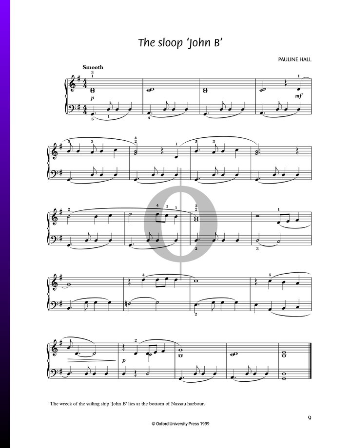 The sloop ‘John B’ (Pauline Hall) Piano Sheet Music OKTAV
