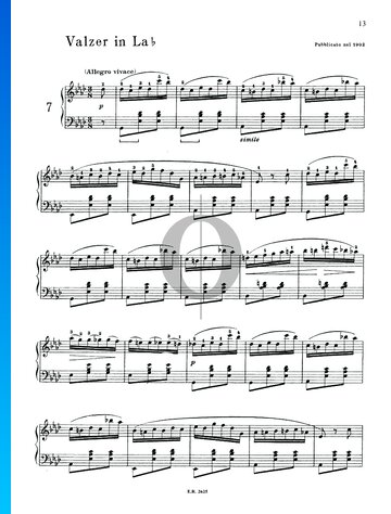 Waltz in A-flat Major, Op. Posth B.21 No.16 Partitura