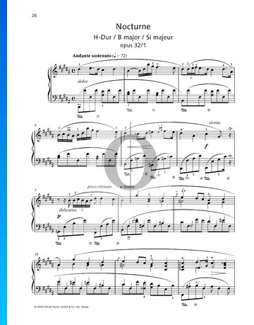 Partition Nocturne en Si majeur, op. 32 n° 1