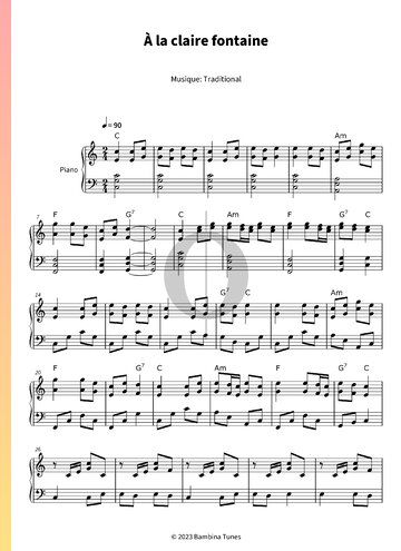 À la claire fontaine Sheet Music