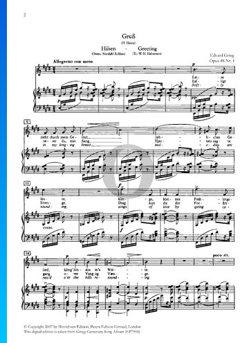 Greeting, Op. 48 No. 1 (Gruß) Partitura