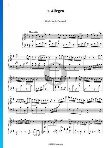 Sonatina in G Major, Op. 36 No. 2 Spartito