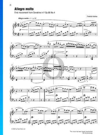 Sonatina in F Major, Op. 88 No. 4: Allegro molto Sheet Music