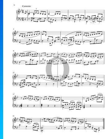 Partita en sol menor, BWV 1004: 2. Corrente Partitura